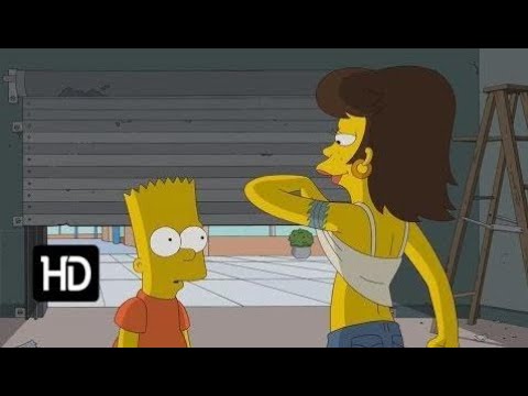 The Simpsons - Jimbo's girlfriend flashes her B**bs in front of Bart 2017