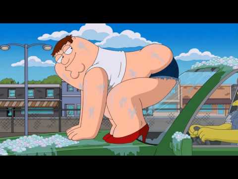 Homer Simpson & Peter Griffin, stolen car wash [Family Guy s13e01]