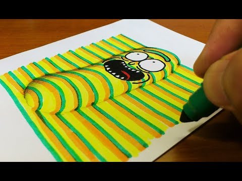 How to Draw 3D Pickle Rick (Rick and Morty) Coloring Pages | Learning Colouring Videos for Kids